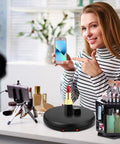 360 Degree Motorized Rotating Display Stand Turntable With Built-In LED Lighting For Jewelry And Photography Products Electric Base USB Powered Smooth Rotation Showpiece Spinner 10 Inch Capacity with lipstick and makeup
