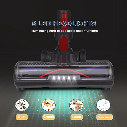 Hardwood Floor Attachment For Dyson Cordless Vacuums V7 V8 V11 V15 SV10 SV12 SV14 With V Shaped Roller Brush And LED Headlights
