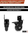 Side Mount Swivel Caster Wheels 4 Pack For Furniture And Home On Tables Carts And Beds 3 Inch Castors With L Shaped Plate Black
