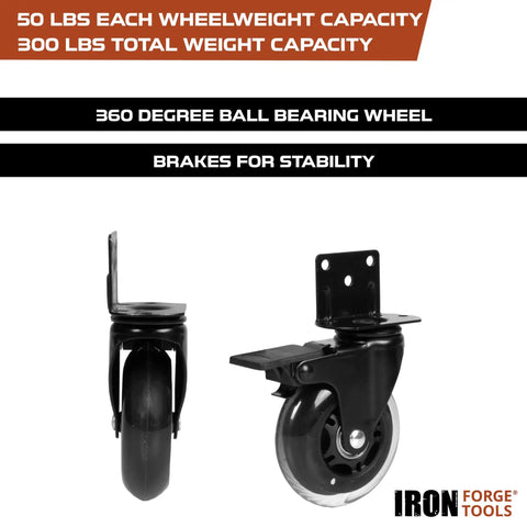 Side Mount Swivel Caster Wheels 4 Pack For Furniture And Home On Tables Carts And Beds 3 Inch Castors With L Shaped Plate Black