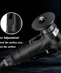 Side view of Lyshujli pneumatic chamfering tool, black metal beveler with 45° arc chamfer and 1/4 in air inlet.