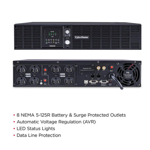 1500VA Smart LCD UPS Battery Backup And Surge Protector With 8 Outlets 900W AVR For Serious Servers And Network Gear, Simulated Sine Wave, Quiet Rack Or Tower Setup, UL Certified