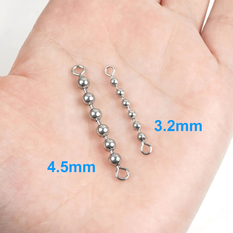Bead Chain Fishing Swivels Stainless Steel 360 Degree Rotating Catfish Trolling Swivels 20 Or 40 Pack Pro Grade High Speed Tackle For Freshwater And Saltwater 3.2mm 4.5mm