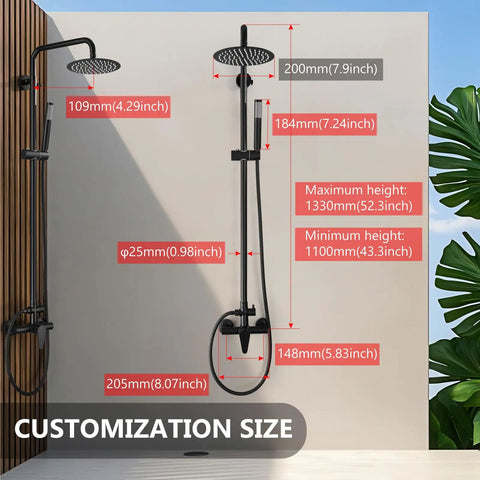 Heavy Duty Outdoor Shower Kit Including 8 Inch Rain Faceplate And Handheld Wand In Matte Black Done Right On 304 Stainless Steel For Decks Pools And Yards Rock Solid Construction With Rust Resistant Armor That Kicks Summer Heat