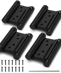 Workhorse 3 Inch Double Action Door Hinges Matte Black Heavy Duty Stainless Steel Spring Loaded set with screws and pin.