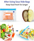 Reusable BPA Free Vacuum Sealer Bags Set With Double Zipper Seal 8.5x8.5 Inches Microwave Safe Food Storage, keeps food fresh longer
