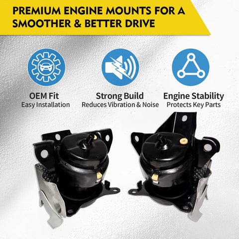 Front Left And Right Engine Mount Set For 2014 2018 Chevrolet Silverado 1500 And GMC Sierra 1500, 2015 2020 Tahoe Suburban Yukon Escalade, Bolt In OEM Replacement 84175583 84175582 Includes One Left And One Right Mount displayed in packaging.