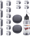 Derby Pinewood Car Weights Kit with 14 cylindrical tungsten weights, tungsten putty weights, graphite powder, and lubricant for tuning.