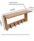 Wall Shelf With Hooks For Entryway And Living Room Must Have Multi Purpose Wooden Shelf With Heavy Duty Metal Hooks Coat Rack Organizer For Hanging Coats Bags Keys Eco Friendly Bamboo And Solid Wood