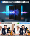 48 Pack Heavy Duty Soundproof Foam Acoustic Panels 12 X 12 Inch Wall Tiles For Podcast Setup shown absorbing sound before and after installation.