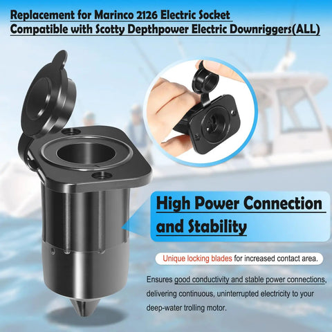 12V Downrigger Receptacle With Waterproof Cap For Scotty Depthpower Electric Downriggers Replacement Socket 2126