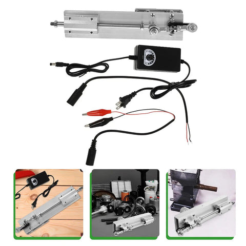 Super Cool Adjustable Linear Actuator Motor With Speed Controller built tough aluminum alloy on a table with wiring connections.
