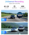 A329S 4K Dash Cam Front And Rear For Cars, 4K front view on highway, showcasing license plate clarity.