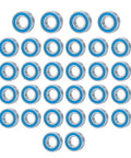 30-pack blue-sealed steel ball bearings kit for RC models; includes 6x12x4mm and 5x11x4mm sizes.