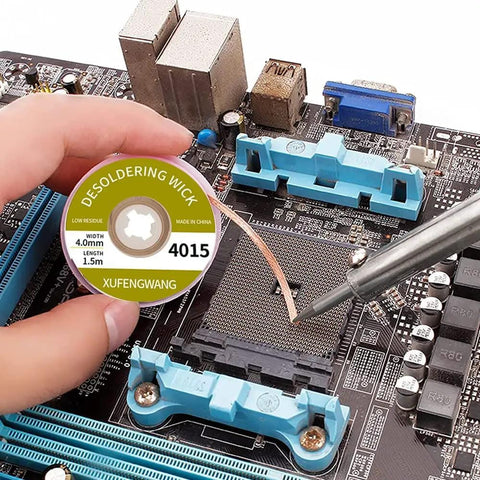 Desoldering Solder Wick Braid 5ft Length 4mm Width For Electronics Repair tool used on circuit board for solder removal