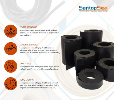 Quarter Inch Thick Black Thermoplastic Rubber Sheets And Rolls For Gaskets Pads Weather Stripping Flooring And Crafts Measuring Thirty Six By Twenty Four Inches DIY Ready Heavy Duty Material For Sealing displayed with product benefits
