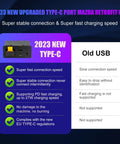 Side view of Wireless CarPlay Retrofit Kit With Type-C USB Hub For Mazda MZD Connect 2014-2019 Cars, shown with features list