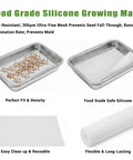 Stainless Steel Sprouts Growing Kit 2 Tier 10 Inch Trays Microgreens Seed Sprouting Tray With Encrypted Mesh Filters displayed with silicone mats.