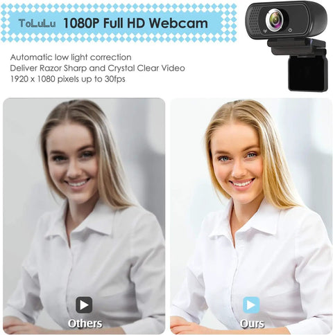 1080P HD Webcam With Built In Microphone And Sturdy Tripod, Full Glass Lens Delivers Sharp Video For Zoom Calls, Gaming, Twitch Streams, Meeting Recordings, Auto Light Correction Ensures Crystal Clear Image, Simple Plug And Play Setup For Windows Mac