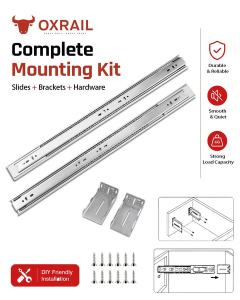 Soft Close Drawer Slides 22 Inch Full Extension Side Mount 5 Pack With Ball Bearing Rails And Mounting Brackets