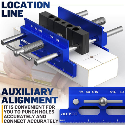 Upgraded 6.7 Inch Self Centering Doweling Jig Kit For Precise Panel Furniture Holes Drill Jig with 6 guide bushings
