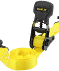 1 Inch By 10 Foot Ratchet Tie Down Straps Set With Padded Ergonomic Handle Black And Yellow, coiled with hooks
