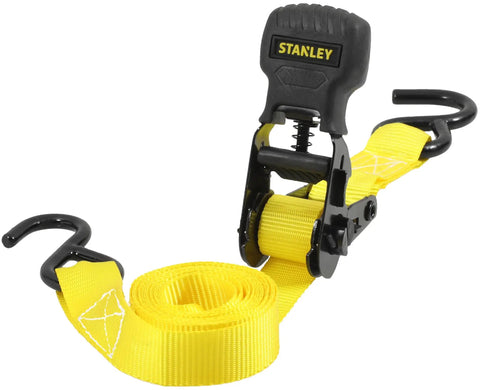 1 Inch By 10 Foot Ratchet Tie Down Straps Set With Padded Ergonomic Handle Black And Yellow, coiled with hooks