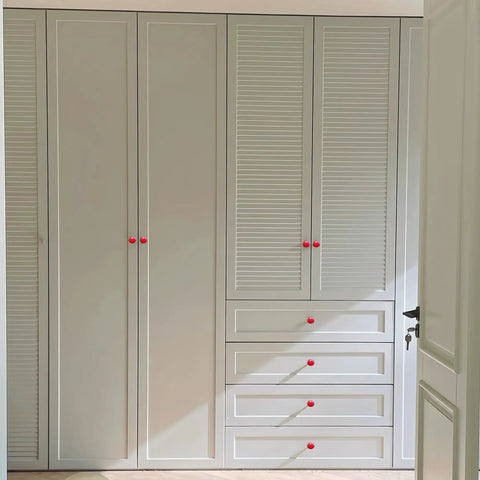 Dang Nice Vintage Round Ceramic Cabinet Knobs Rock Solid Kitchen And Bathroom Drawer Pulls Smooth Grip Red hardware on modern wardrobe.