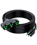 Heavy Duty 30 Foot 14 AWG Extension Cord With 3 Prong Grounded Plug And 3 Outlets Indoor SJTW Cable 15 Amp ETL Listed