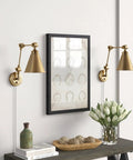 Farmhouse Swing Arm Wall Sconce Set Of 2 With Dope Industrial Adjustable Design Brass Finish in living room with decor