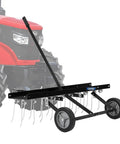 Tow Behind Lawn Dethatcher For Tractors With 24 Spring Steel Tines, Heavy Duty Pine Straw Rake with pneumatic tires