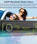 Marine Bluetooth Car Stereo Receiver With Digital LCD Display FM AM Radio USB SD AUX MP3 Player 2A Quick Charge showcased in car