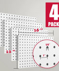 Metal Pegboard Organizer Set 4 Pack White Wall Pegboards With 50 Hooks And Baskets Built Tough for wall mounting