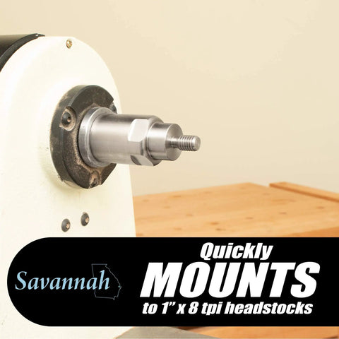 Heavy Duty Direct Thread Wood Lathe Chuck Adapter Enables Quick And Dead Simple Wooden Blank Threading, mounts to 1" x 8 tpi headstocks.