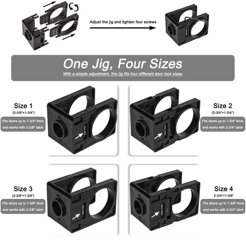 No Brainer Easy DIY Door Lock Installation Kit adjustable guide jig in four sizes for wood doors