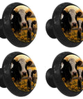 Knockout Style Vintage Cow Crystal Glass Cabinet Knobs And Heavy Duty Drawer Pulls With Stainless Steel Mounting Hardware For Dressers Wardrobes 4 Pack Solid Setup To Freshen Your Kitchen Spot with cow print design