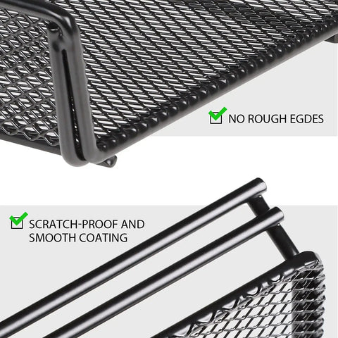 Close-up of Two Pack 17 Inch Under Desk Cable Tray Mesh Metal Cord Organizer detailing smooth coating and no rough edges.