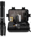 Rechargeable 5000 Lumen LED Flashlight Beast Mode Power Tac Handheld EDC Light Waterproof Long Lasting for Camping in carry case