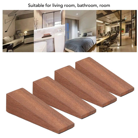 Beech Wood Triangular Door Stop With Sloped Non Slip Cap Keeps Doors From Slamming And Scratching Floors In Living Room And Bathroom