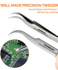 Curved Precision Tweezers Set 5 Pieces Stainless Steel Non Magnetic Heat Resistant For Jewelry Making Electronics Craft Soldering