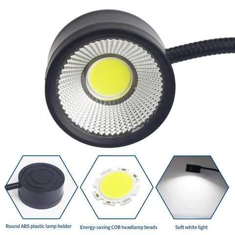 Close-up of Beast Mode Bright 500 Lumens LED Magnetic Work Light with 11.8 Inch Flexible Gooseneck showing LED details