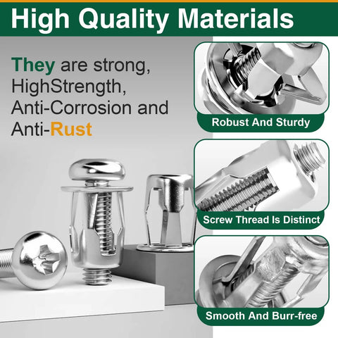 Built Tough 80 Piece Petal Expansion Bolt Assortment Kit With Solid Carbon Steel Jack Nuts M4 To M8 Made For Zero Hassle Drywall Anchoring And Serious Garage Project Upgrades showing robust, anti-corrosion bolts.