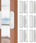 Ultra Thin No Drill Magnetic Cabinet Catch 6 Pack With Adhesive Stainless Steel Door Latches installed on wooden door