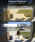 Outdoor 2K Wireless Security Camera With Solar Power, 360 Degree Pan Tilt, showing motion detection on a porch, daytime view.