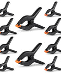 Ten Pack Heavy Duty Spring Clamps Set With Three Sizes 6.5 Inch 4.5 Inch And 3.5 Inch Plastic Backdrop Clips For Crafts Woodworking Photography And DIY Projects