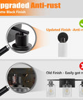 Farmhouse Style 2 Light Wall Vanity Light Fixture With Glass Shades Dope Look For Powder Room Hallway Or Kitchen E26 Base UL Listed Matte Black Metal Wall Mount Vanity Lighting anti-rust finish