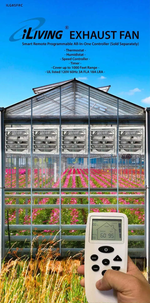 24 Inch Wall Mounted Exhaust Fan With Automatic Shutter And Variable Speed for greenhouse with remote control