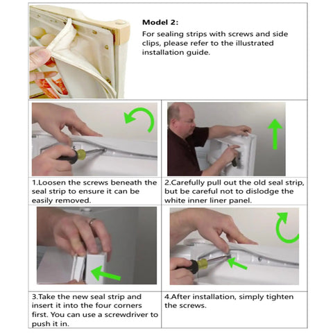 Installation guide for 5304507201 Freezer Door Gasket Replacement Seal For Refrigerator showcasing steps and tools used