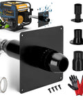 Top Shelf Generator Exhaust Extension Silencer Kit with black insulated wall mount and universal adapters for safe fume venting.