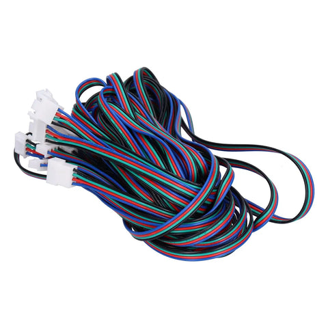 Professional Grade Five Pack Xh2 54 Four Pin Motor Extension Leads For Extruders And Servo Motors At Two Meters with latching plugs.